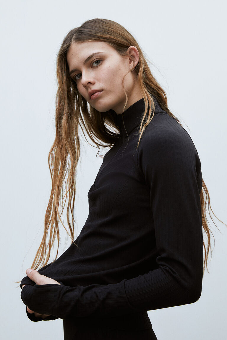 

Спортивный топ drymove с бесшовной застежкой-молнией H&M, черный