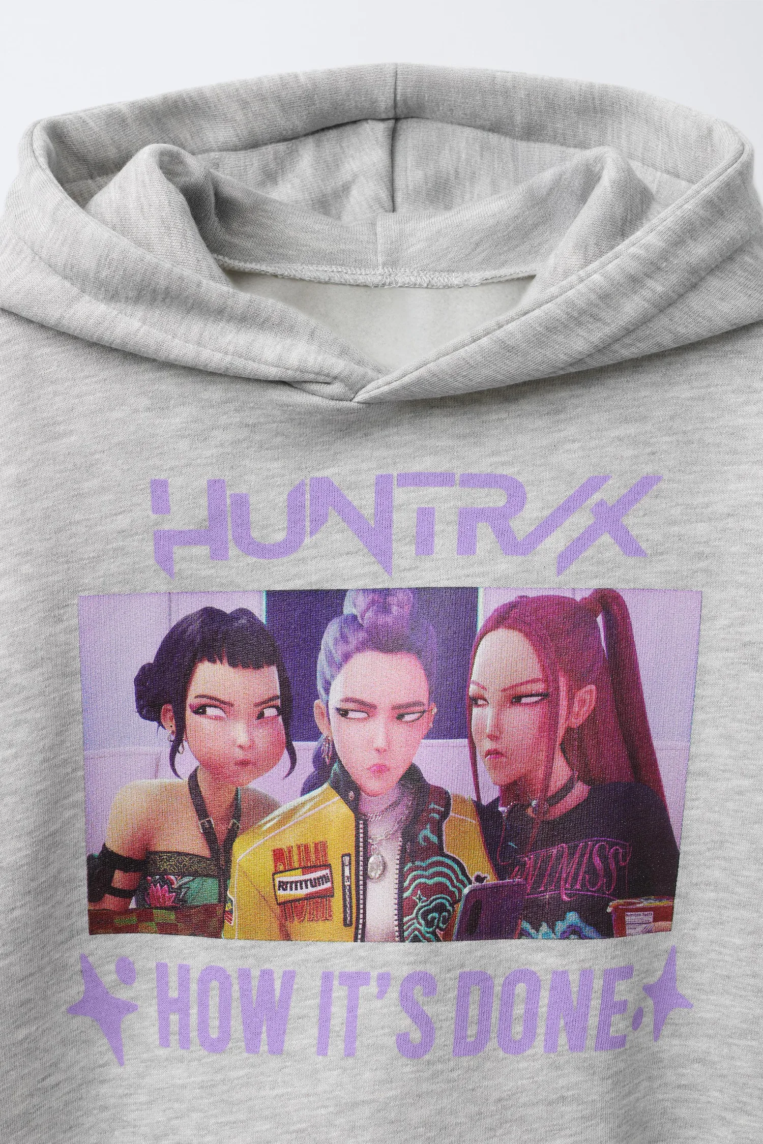 Kpop demon hunters netflix print hoodie Zara, серый — фото 3