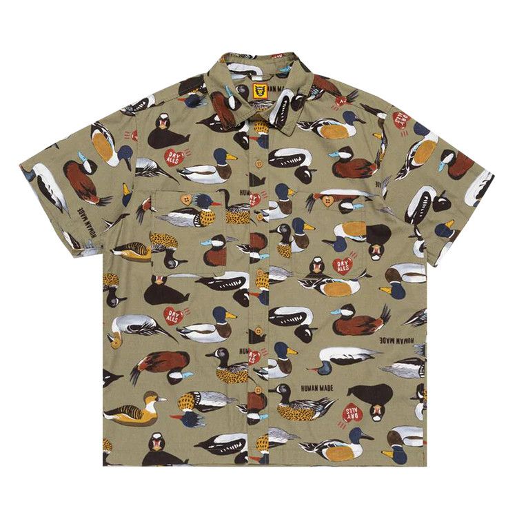 

Рубашка Human Made Duck Short-Sleeve Shirt, Olive Drab