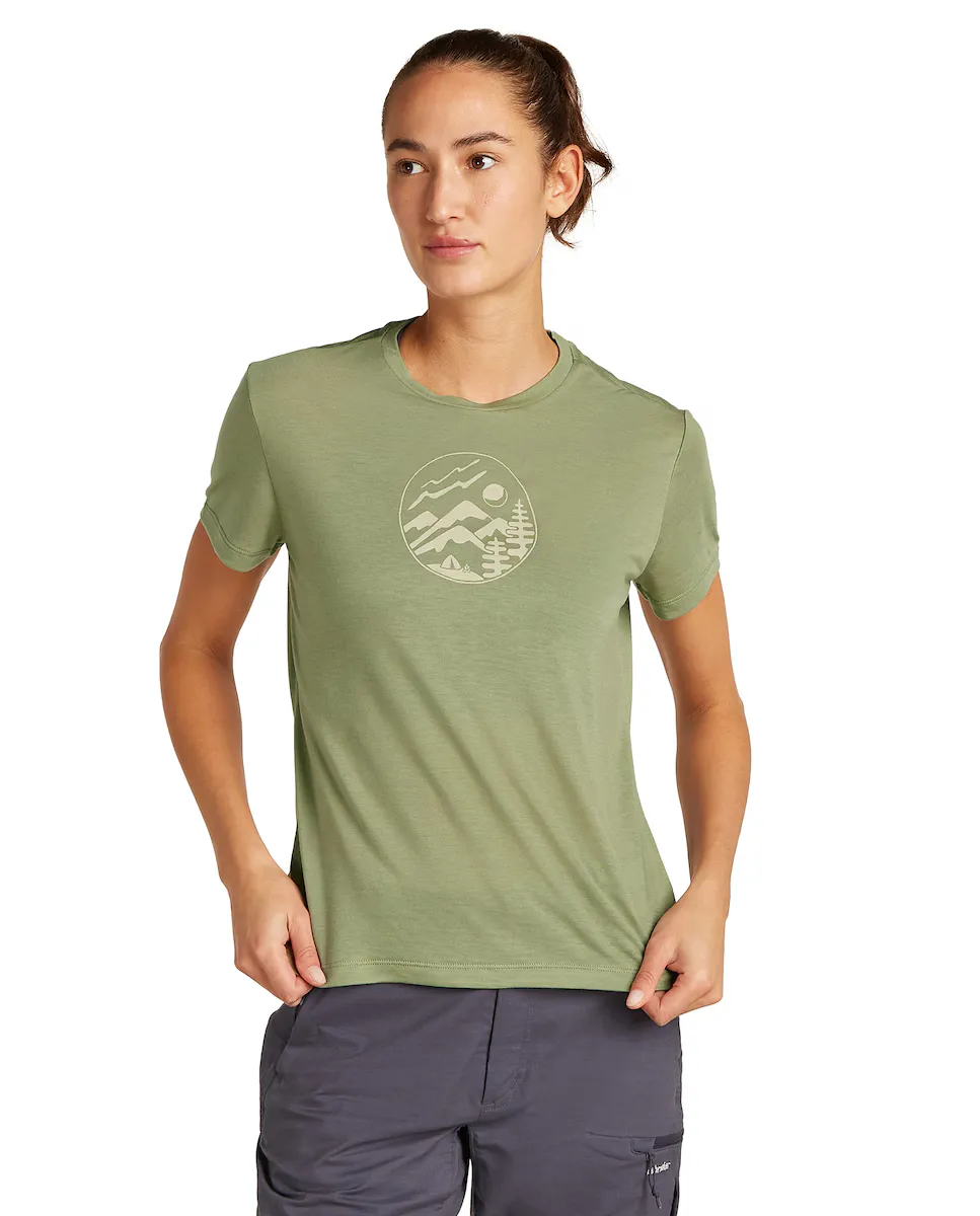 

Женская футболка W Mer Core SS Tee Camping Circle ICEBREAKER, зеленый