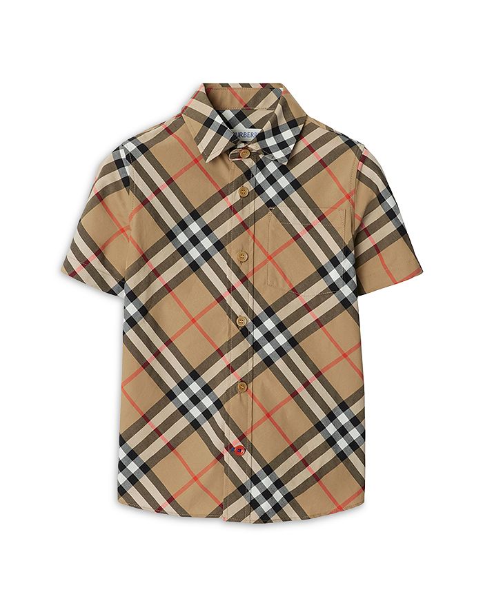 

Детская хлопковая рубашка в клетку - для малышей и подростков Burberry, коричневый/бежевый