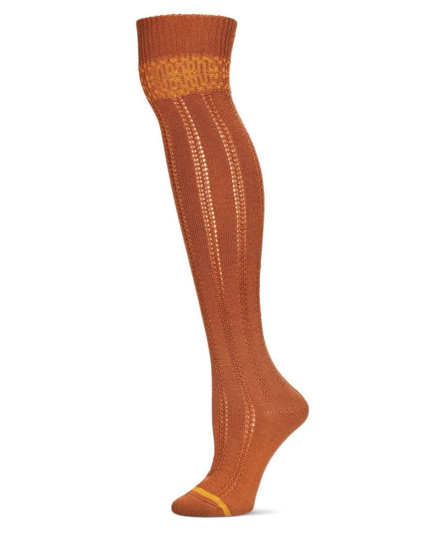 

Женские теплые носки до колена из шерстяной смеси с каймой в стиле Fair Isle MeMoi, Mocha bisque