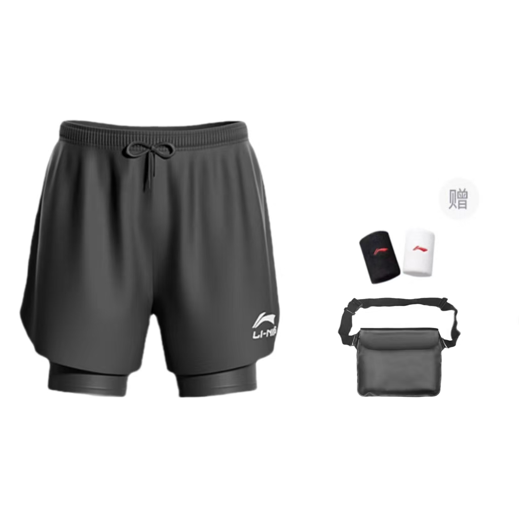 

Спортивные шорты Li-Ning Unisex Moderate, черный pants+wristband (comes with mangy belt bag)