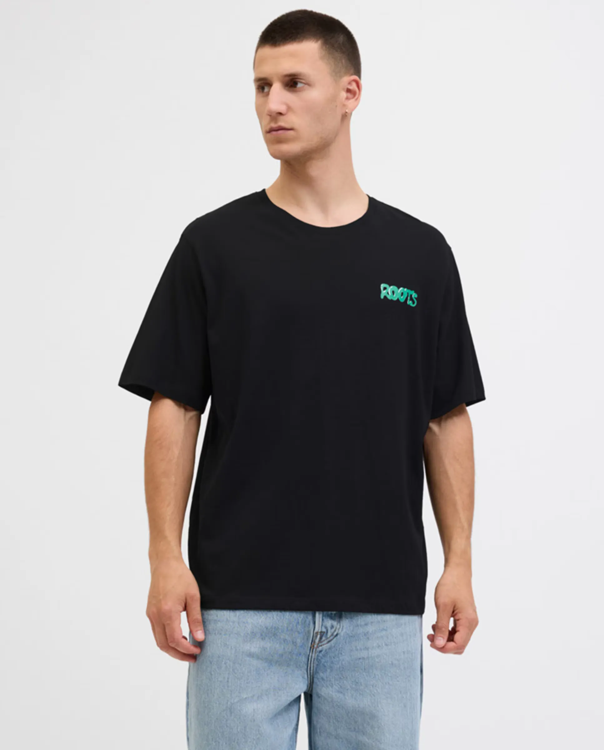 

Мужская футболка с коротким рукавом и принтом на спине Jack & Jones, черный