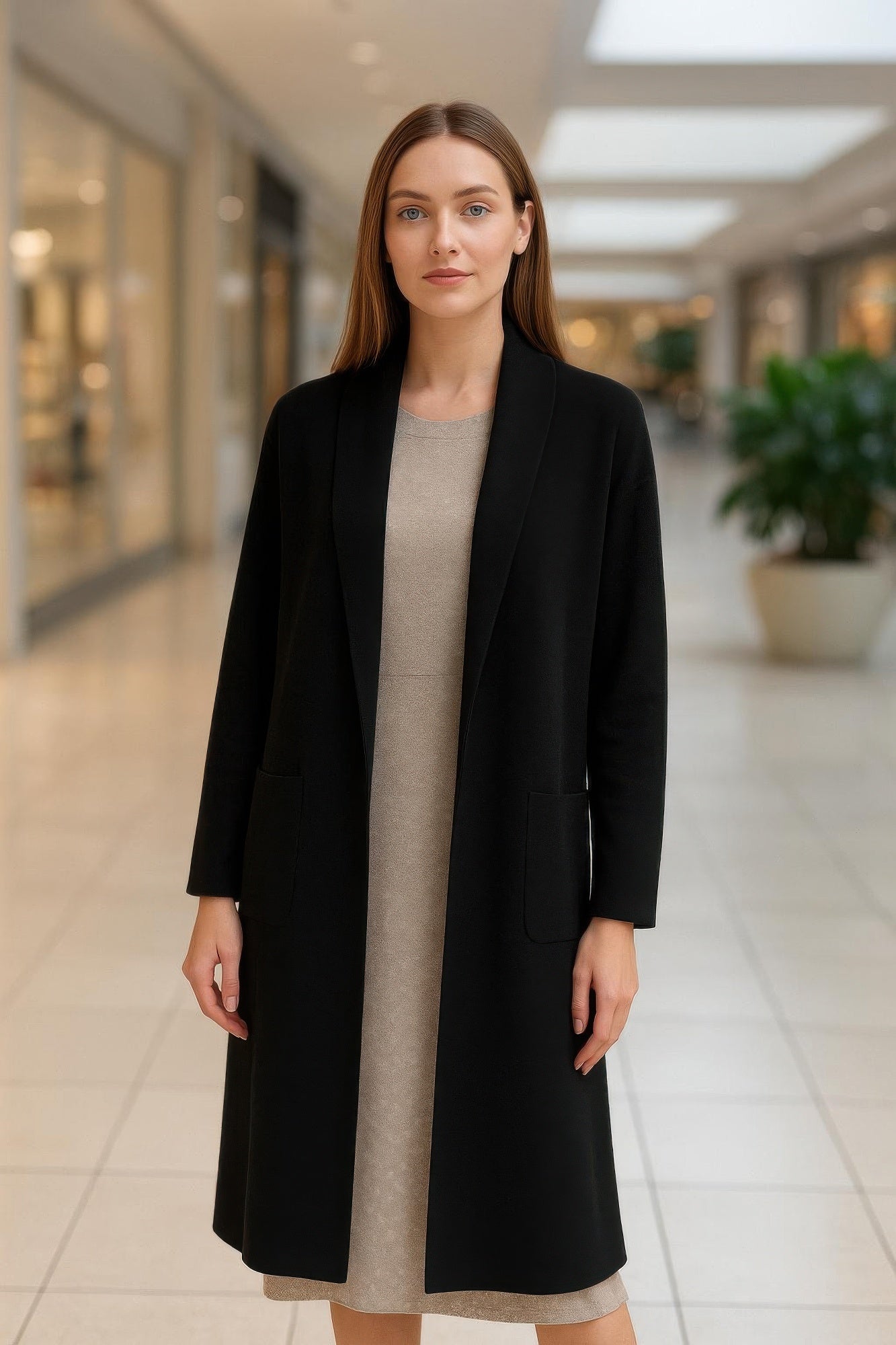 

Кардиган с воротником-стойкой и спущенными плечами и карманами Truedames, черный