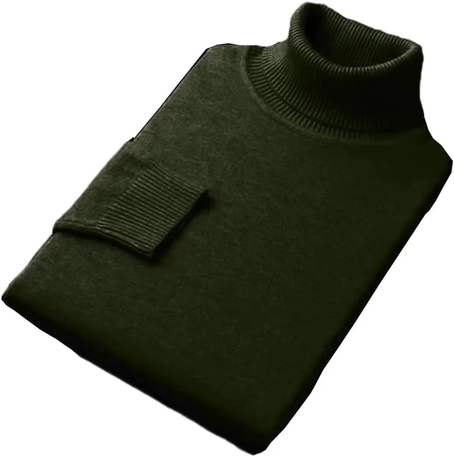 

Мужской свитер с воротником-гольф приталенный с длинными рукавами однотонный