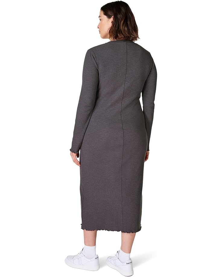 

Платье Sweaty Betty Ribbed Long Sleeve Midi Dress, цвет Urban Grey