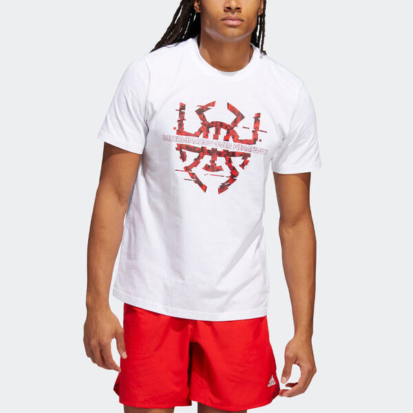 Футболка Men's adidas Basketball Series Spida Logo Printing Sports Short Sleeve White T-Shirt, мультиколор — фото 3