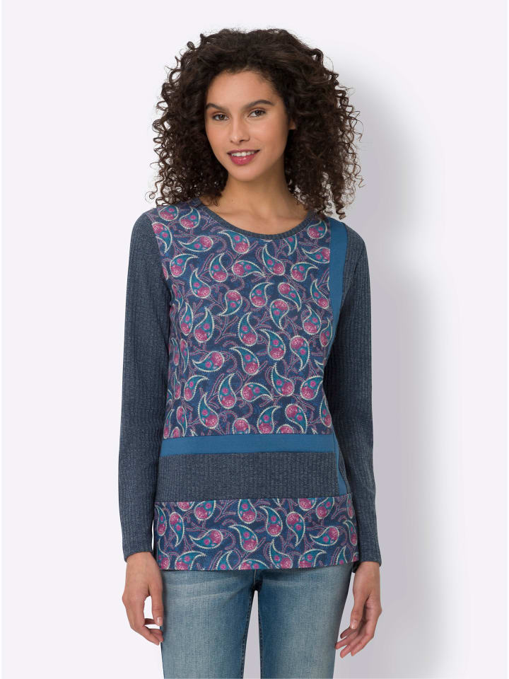 

Рубашка с длинными рукавами темно-синего цвета с розовым принтом Heine