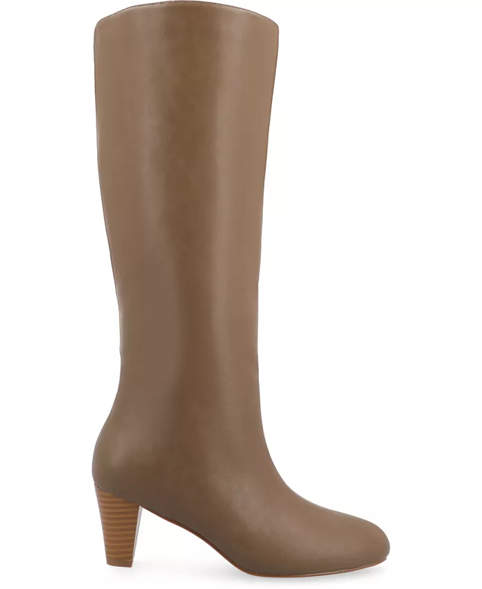 Женские высокие сапоги Jovey на каблуке "кitten heel" Journee Collection, коричневый/бежевый — фото 2