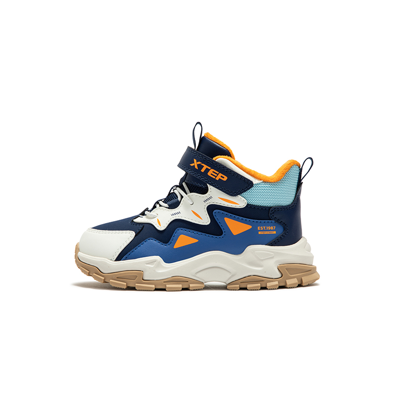 

XTEP Теплые высокие детские кроссовки для повседневной носки, белые, синие, детские