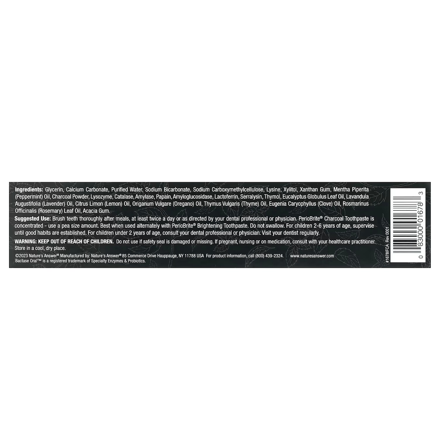 Зубная паста Nature's Answer PerioBrite Charcoal с мятным вкусом, 113,4 г — фото 2