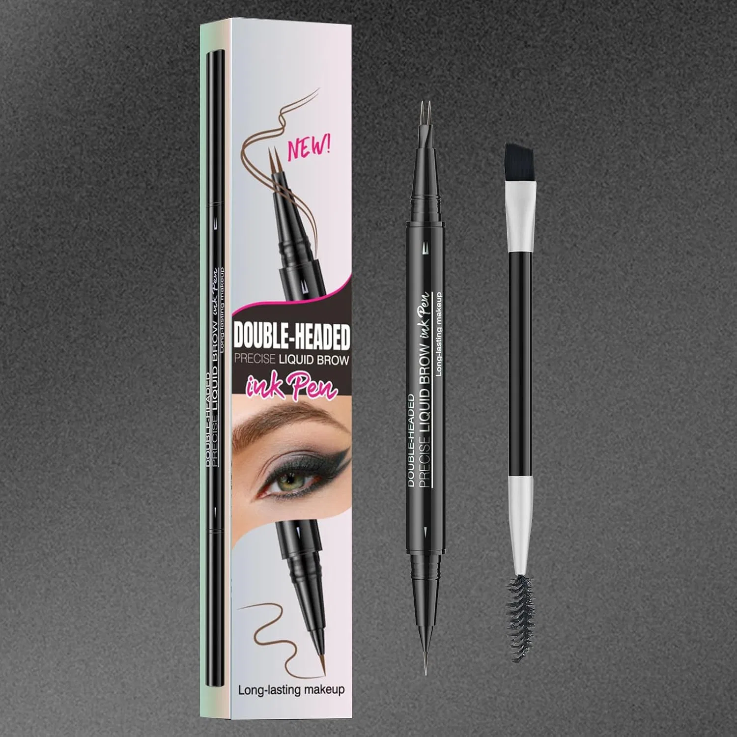 Карандаш для бровей натуральный с кисточкой Generic 2 мл 04# black brown — фото 2