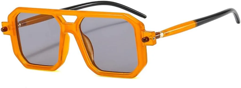 

Солнцезащитные очки для мужчин и женщин - защита UV400 - двойная перемычка, линзы ярких цветов, для занятий спортом на открытом воздухе и вождения DSVIGF, Orange Grey