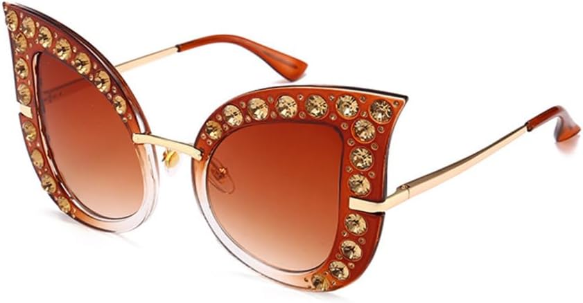 

Крупные женские солнцезащитные очки «кошачий глаз», полностью украшенные бриллиантами, с защитой от УФ-излучения UV400, оправой со стразами и кристаллами generic, Auburn