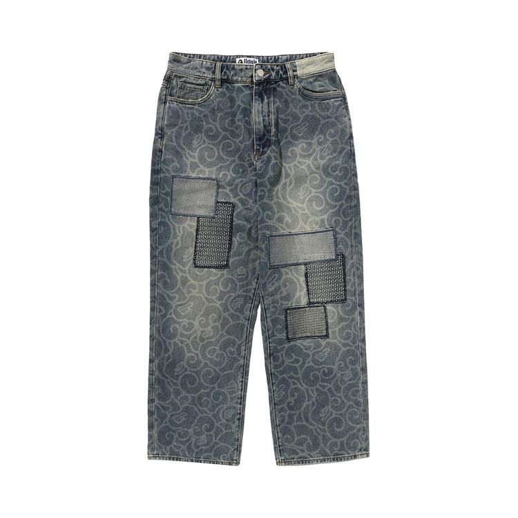 

Брюки BAPE Cloud Camo Jacquard Upcycled Loose Fit Denim Pants, Navy