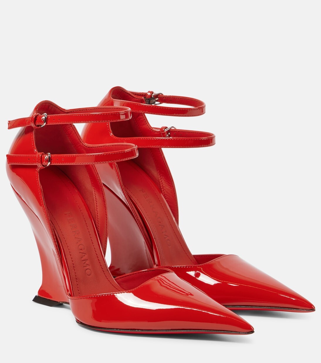 Туфли vidya x5 на танкетке из лакированной кожи Ferragamo, красный
