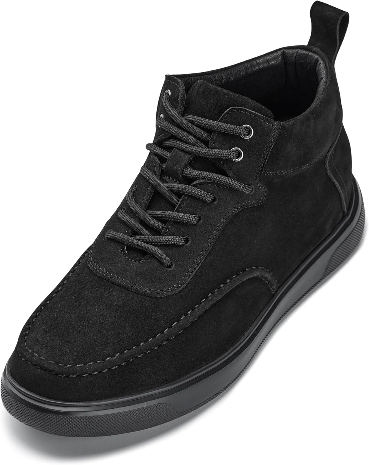 

Мужские невидимые ботинки-платформы CALTO - кроссовки-бурки из кожи с текстурой «галька» - прибавляют рост на 7 см, черный