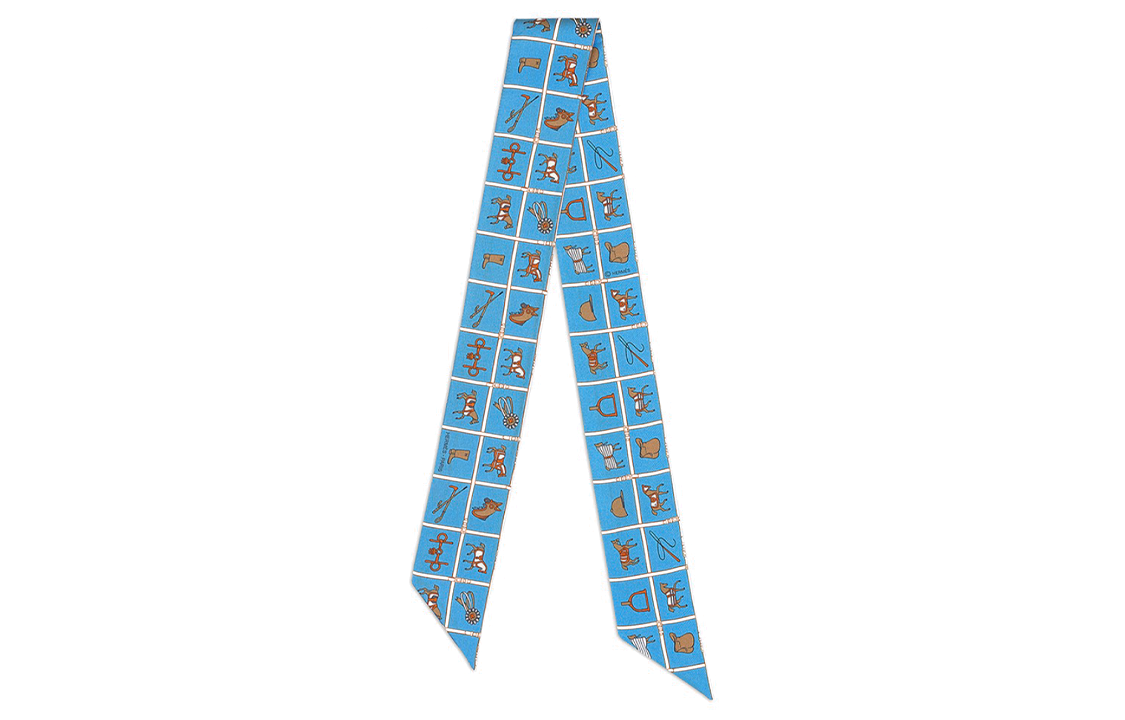 

HERMES Шёлковый шарф Твилли женский синий, Blue