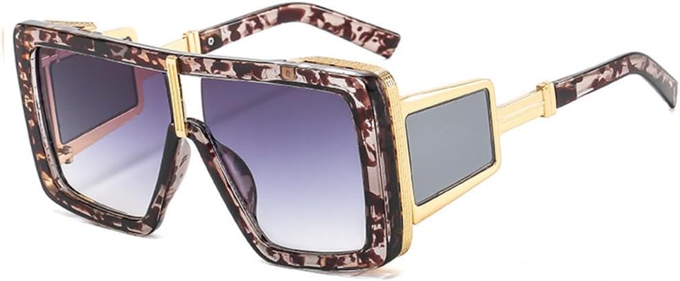 

Модные солнцезащитные очки для женщин, большие ретро-панк солнцезащитные очки для мужчин, цельные очки в крупной оправе, защита от УФ-излучения UV400 MTZJH, C2flower-gray