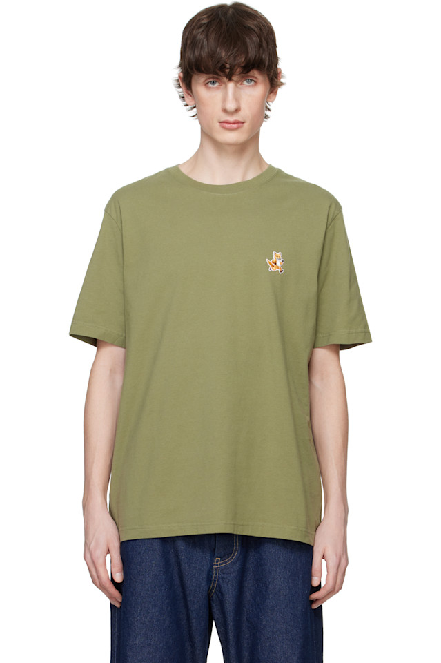 

Футболка комфортная Speedy fox patch Maison Kitsuné, цвет bay leaf