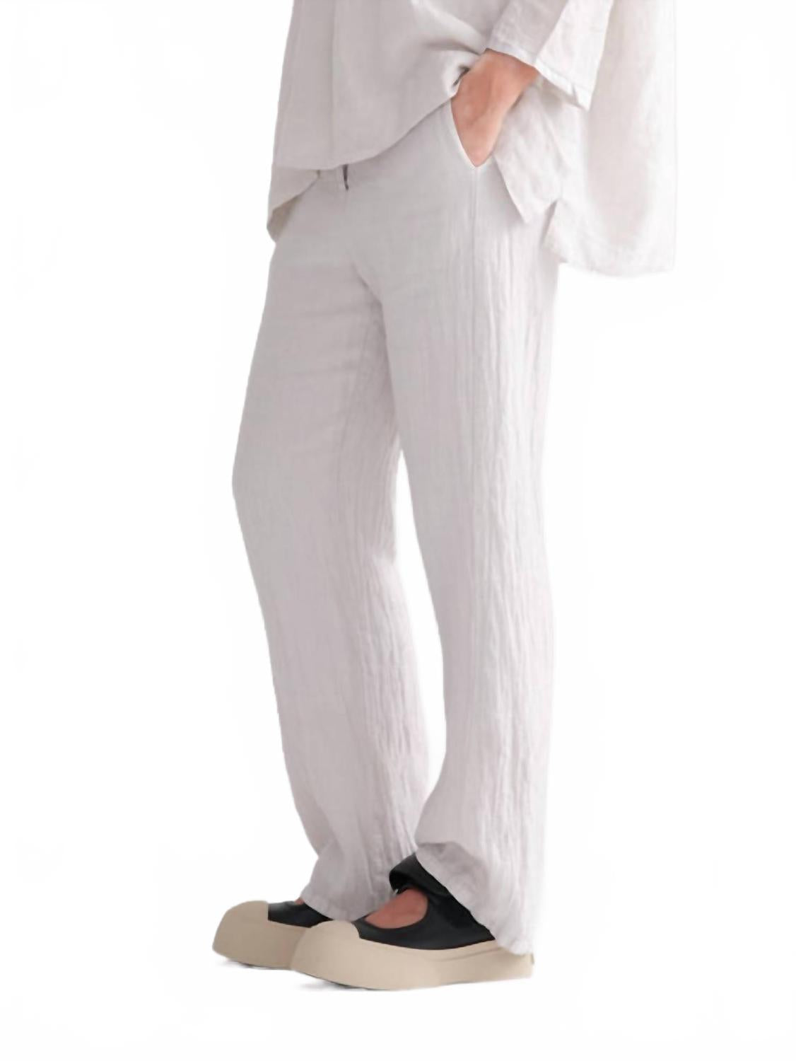 

Широкие льняные брюки Chalk Kristensen Du Nord, Chalk