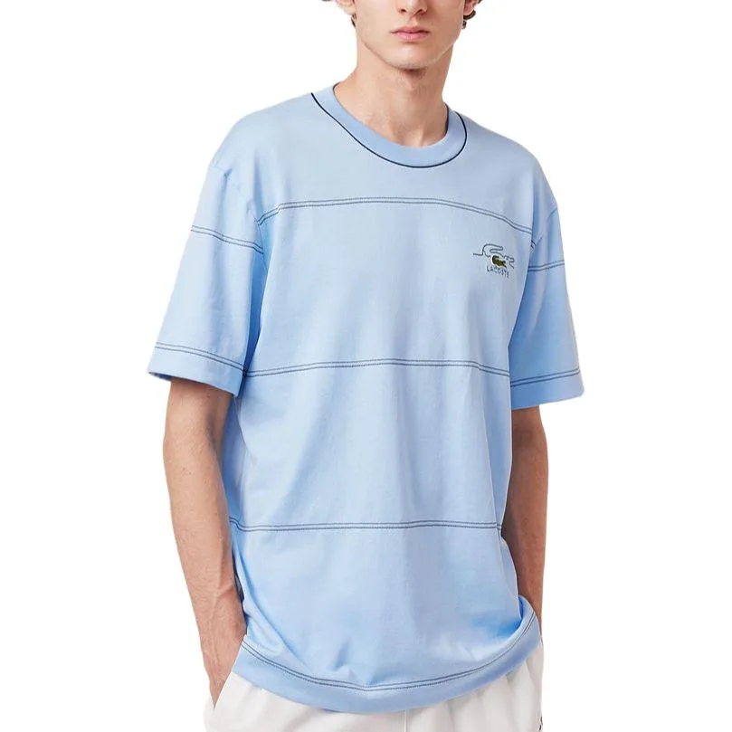 LACOSTE Футболка мужская небесно-голубая HBP с круглым вырезом умеренно прямого кроя — фото 4
