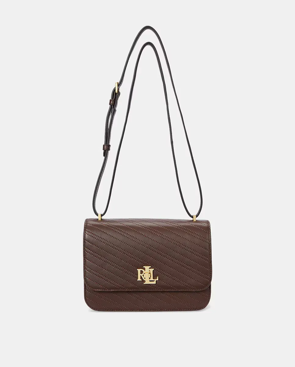 

Стеганая кожаная сумка Sophee среднего размера Lauren Ralph Lauren, темно-коричневый