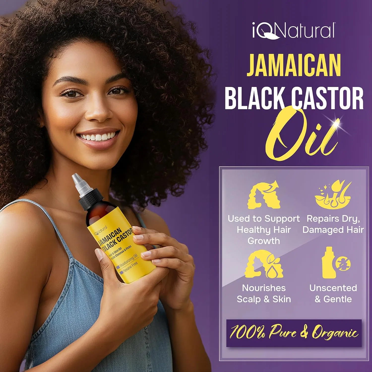Ямайское черное касторовое масло холодного отжима 120 мл от IQ Natural Iqnatural — фото 2