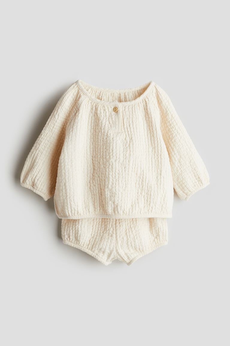 

Костюм-Двойка из жатого хлопкового муслина H&M, бежевый