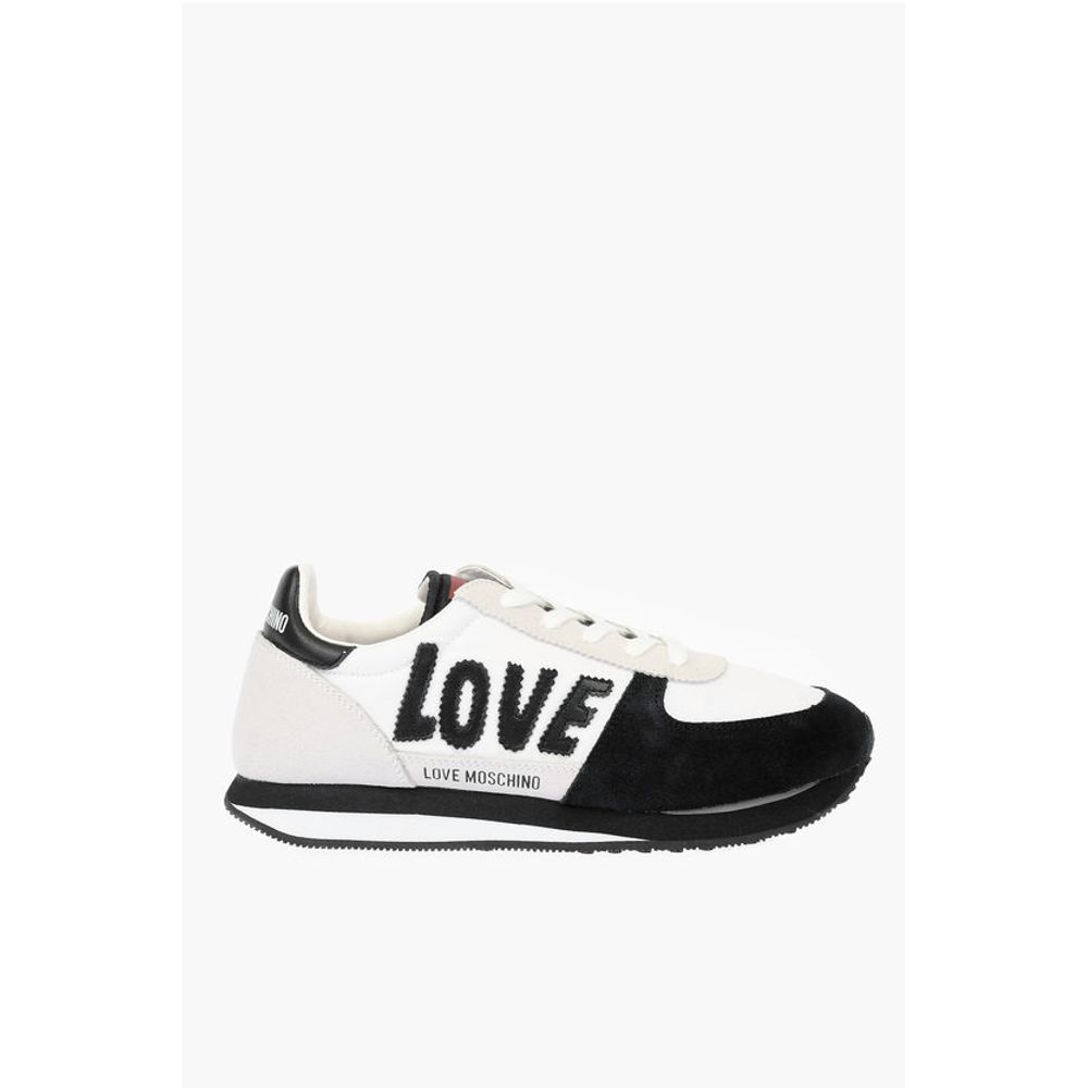 Кроссовки LOVE из замши, кожи и ткани Moschino, Black and White — фото 3