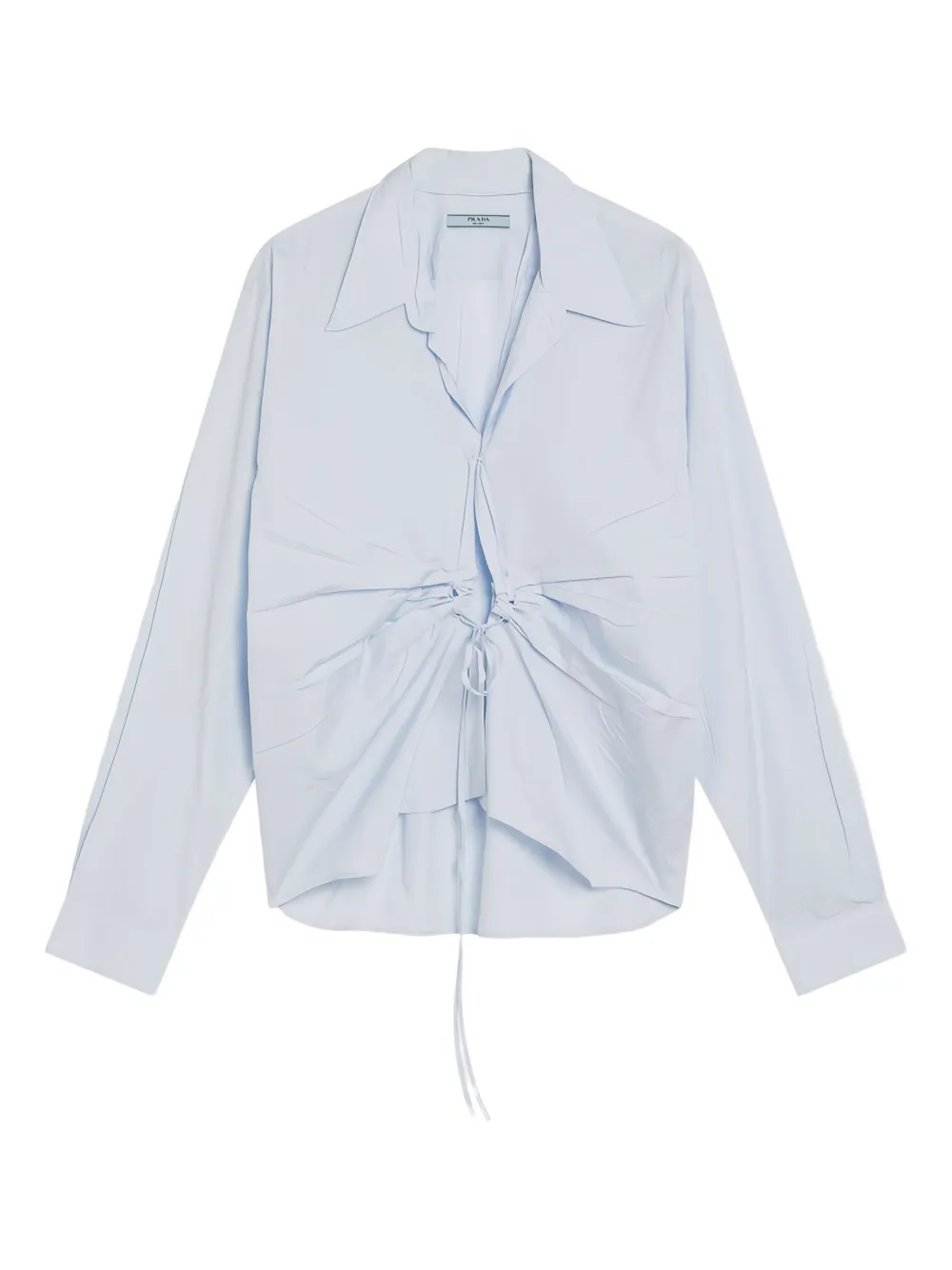 

Рубашка Fil-à-Fil с длинными рукавами и кулиской Prada, синий