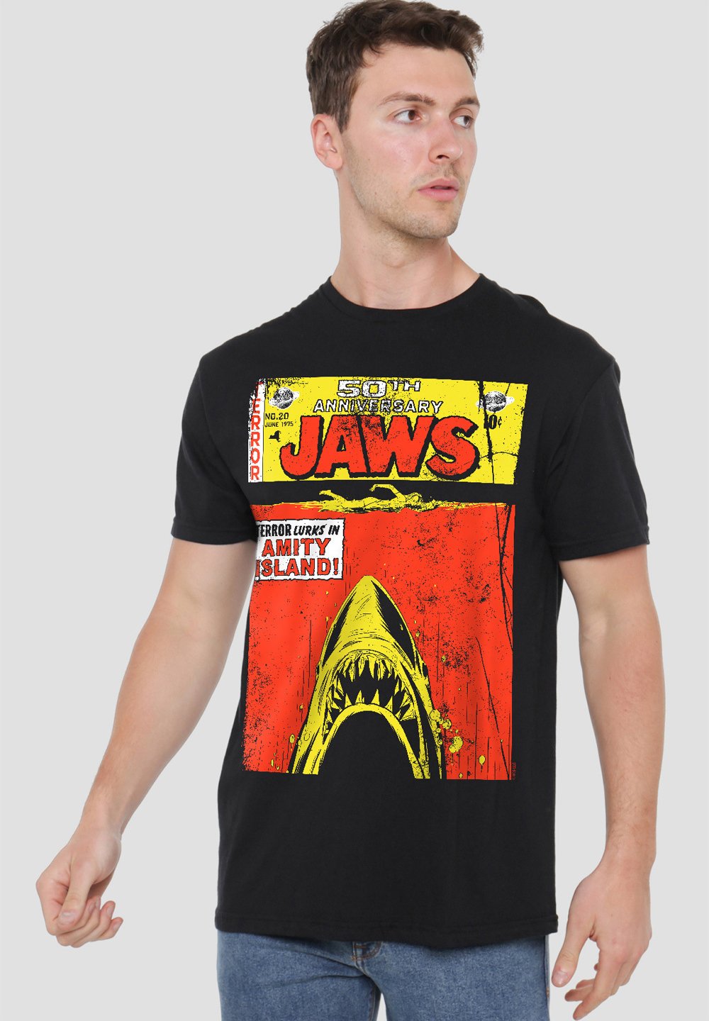 

Футболка с принтом JAWS RETRO COMIC POSTER Universal Studios, черный