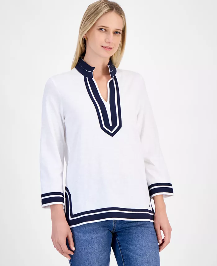 

Женская хлопковая туника с контрастной отделкой Nautica Jeans, белый