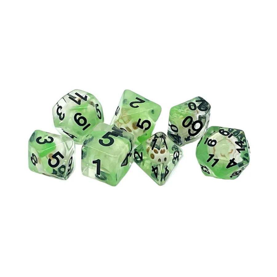 

Набор черепов Poly Set с зеленым и черным (7), Acrylic-Resin Dice - Infused