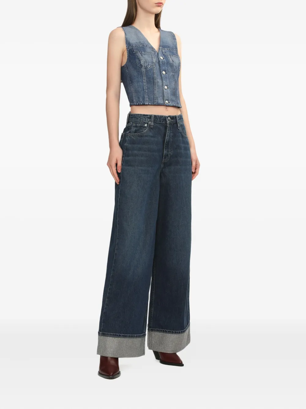 

Джинсы Sofie с декорированными манжетами, широкие rag & bone, синий