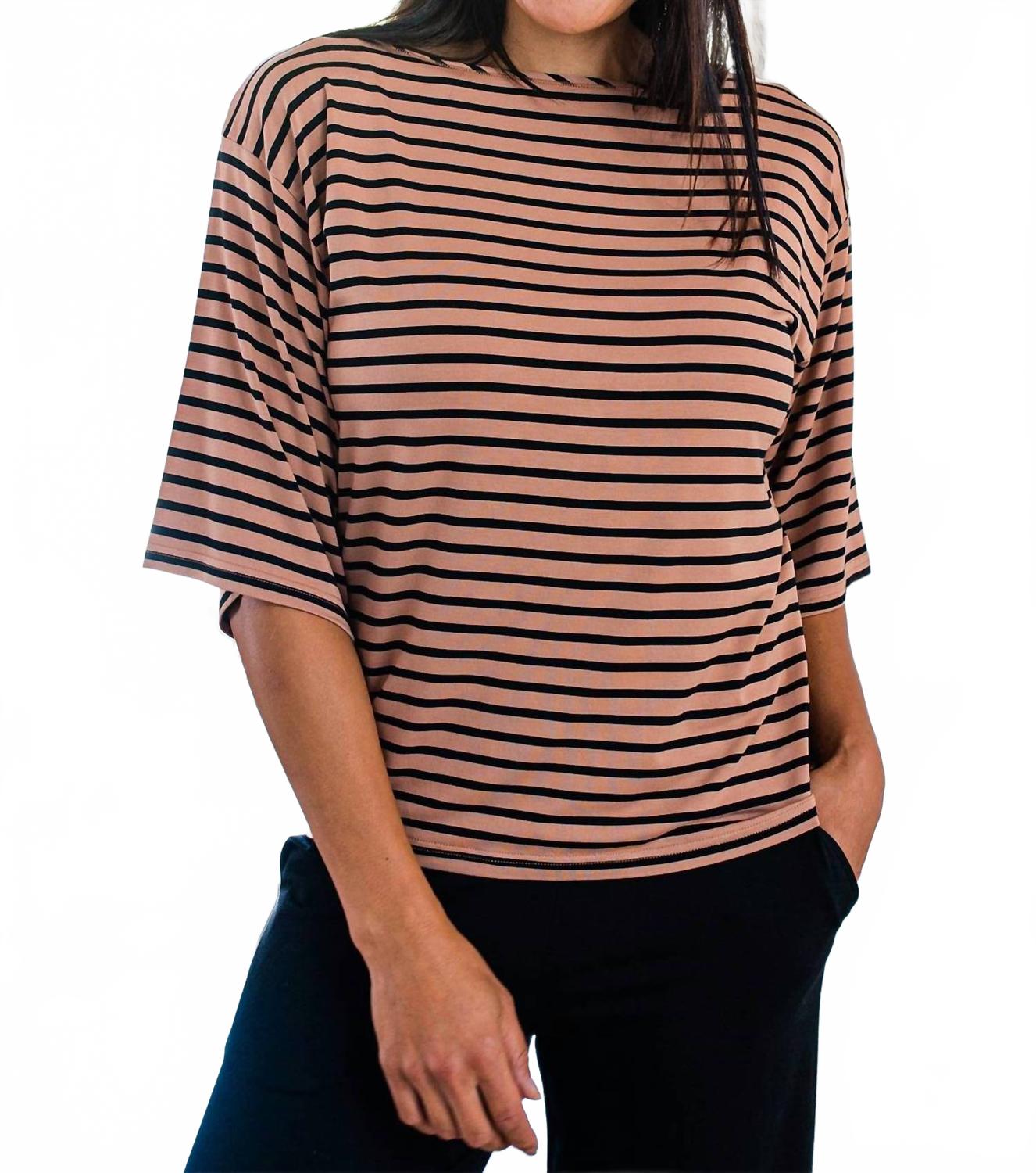 

Женская блузка Jaclyn с широкими рукавами и лодочкой из бамбука в черную полоску Newport Yala