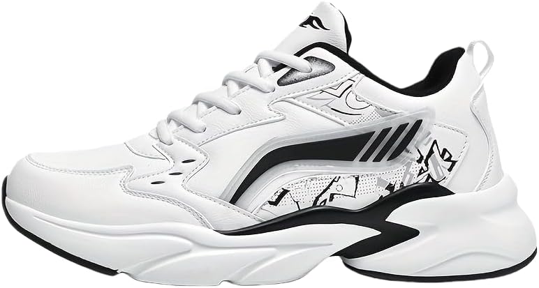 

Мужские всесезонные кроссовки средней высоты - прочные, амортизирующие беговые кроссовки с поддерживающей подкладкой, бело-серый дизайн, подошва из EVA, текстильная подкладка и удобная стелька из EVA для повседневного ношения Clolinde