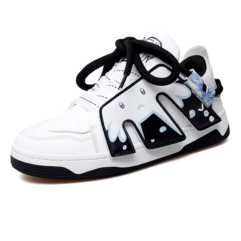 

DEVIL AND ANGEL Антискользящие и износостойкие низкие скейтерские кроссовки унисекс бело-черные [увеличение высоты на 5 см] Заказывайте на размер больше