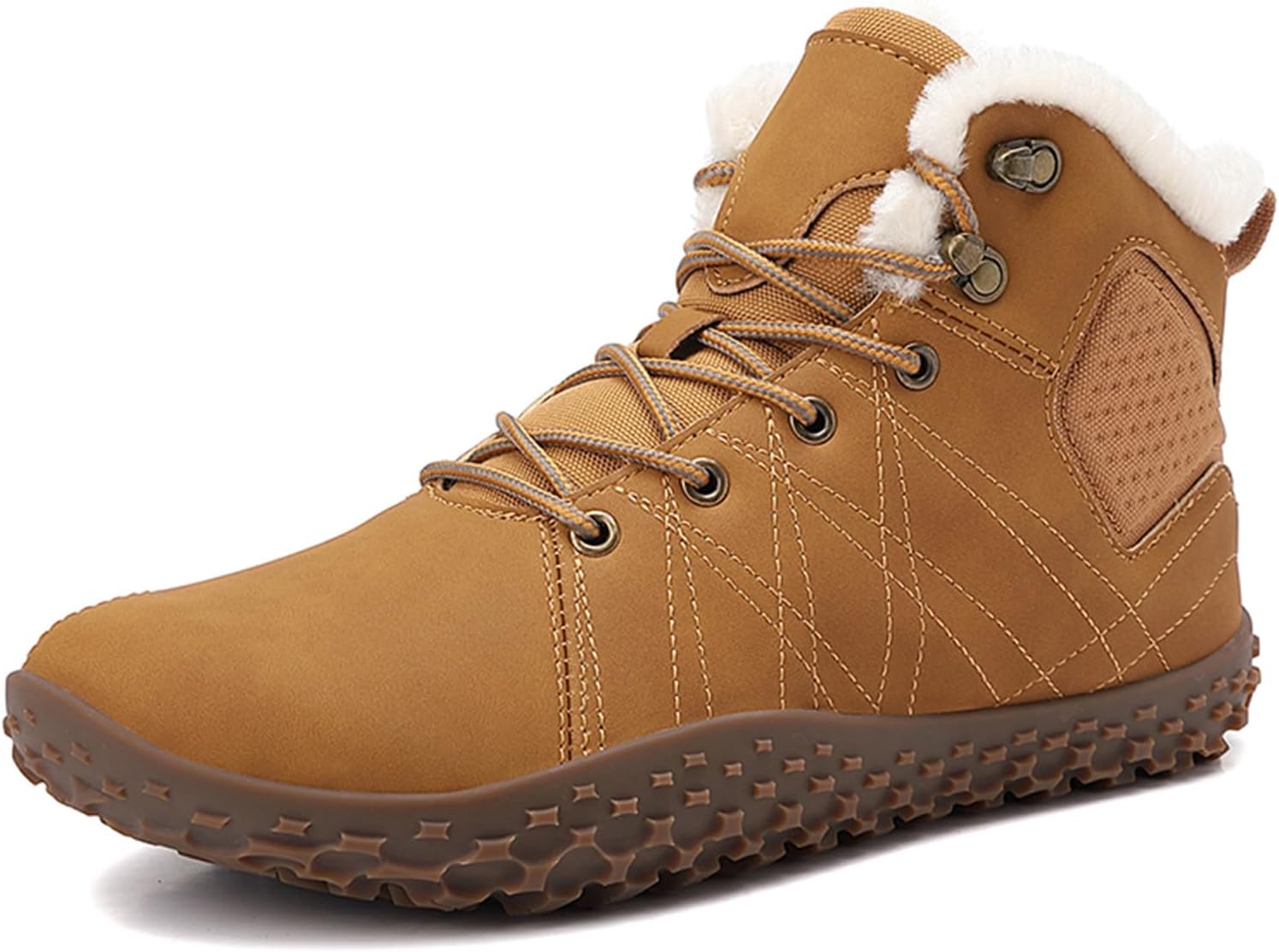 

Зимние мужские ботинки без каблука с плюшевой подкладкой, широкий носок, равная подошва, снежные ботинки, повседневная вязка, кроссовки для ходьбы и походов, большой размер Generic, желтый