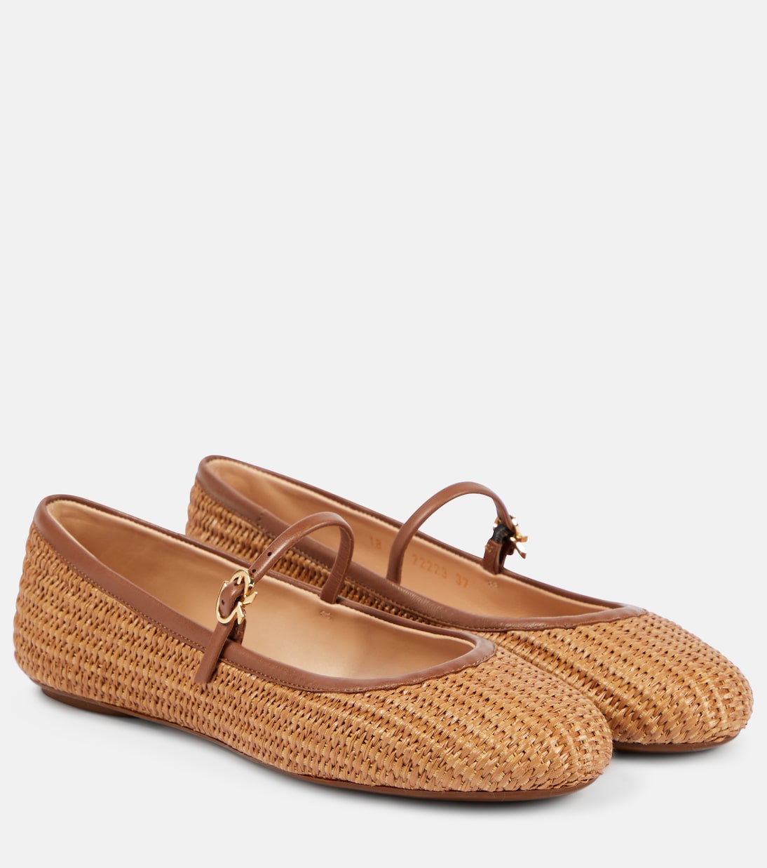Балетки Carla из рафии и кожи Gianvito Rossi, Cuoio+Cuoio