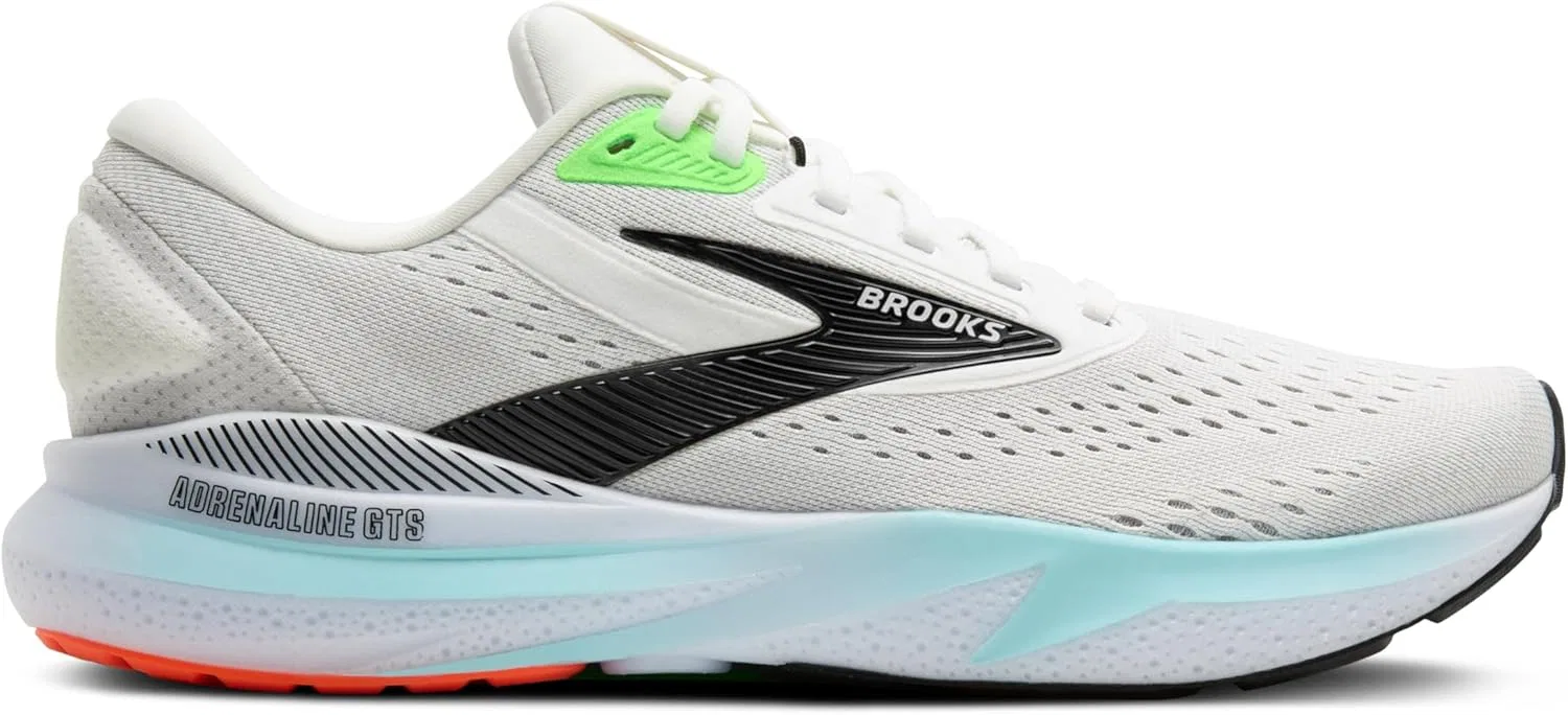 Мужские беговые кроссовки Brooks Adrenaline GTS 24 с поддерживающей подошвой, White Gecko Atomizer — фото 2