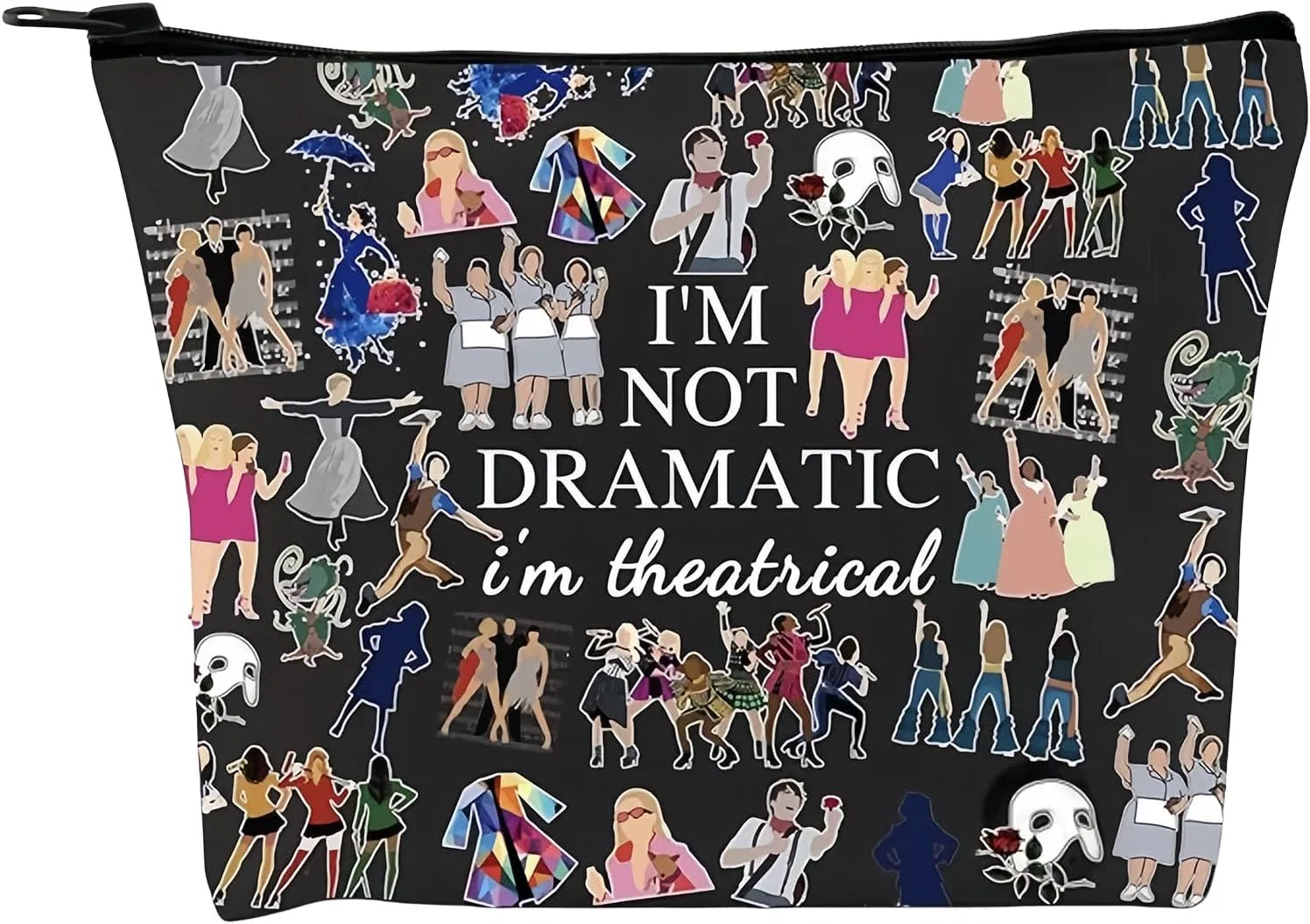 Черная косметичка «I'm Not Dramatic, I'm Theatrical» Elnx, Black Cosmetic Bag