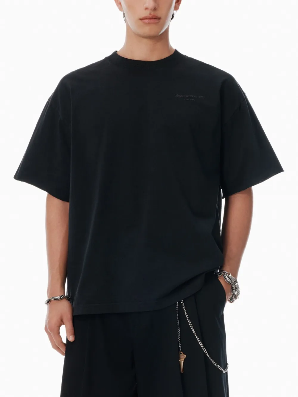 Хлопковая футболка с логотипом Alexander Wang, черный — фото 4