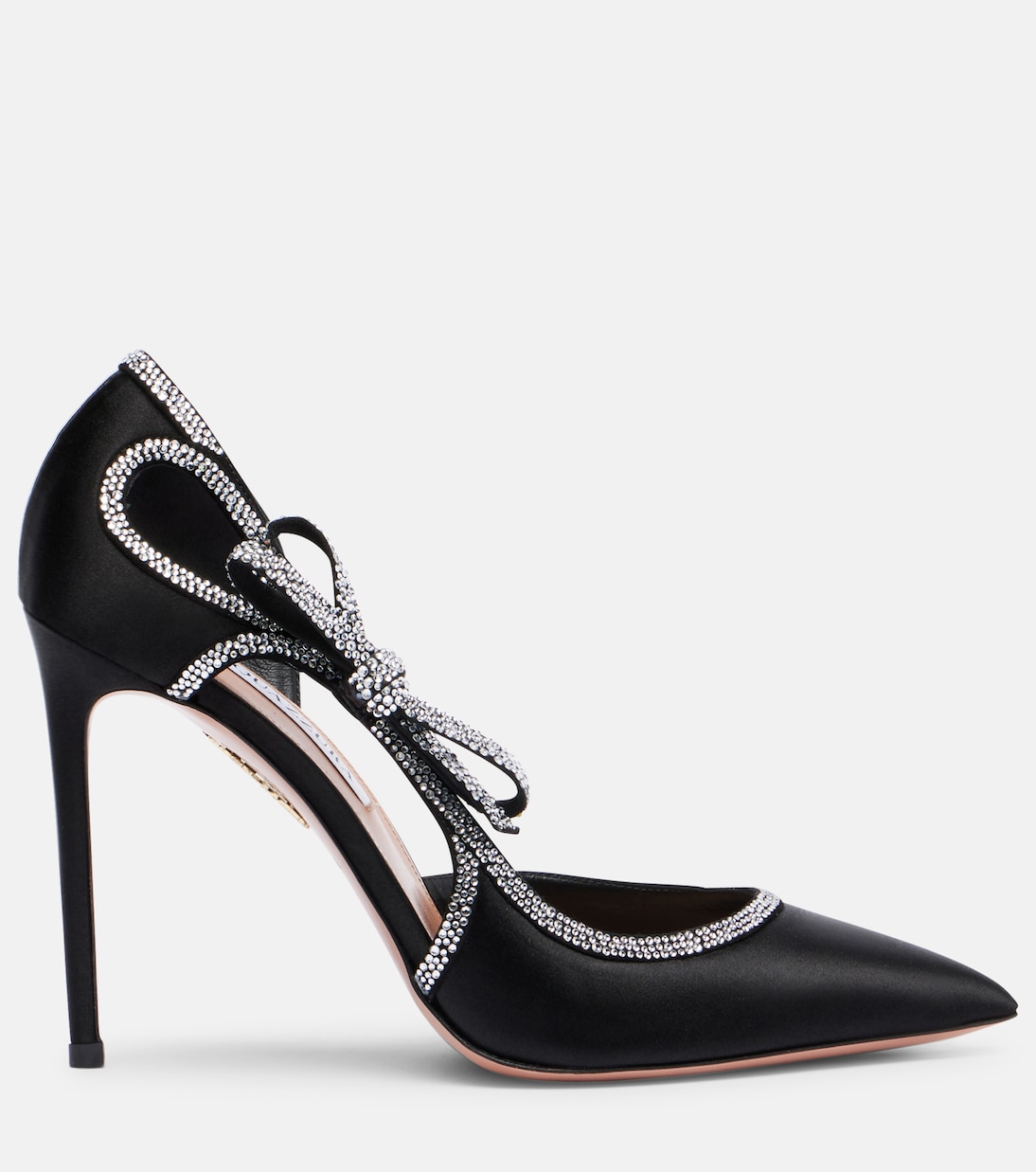Туфли-лодочки Soave Crystal 105 из атласа с декором Aquazzura, черный — фото 4