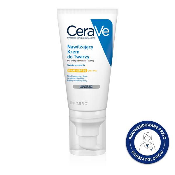 

Увлажняющий крем для лица с spf50 для нормальной и сухой кожи, 52 мл Cerave