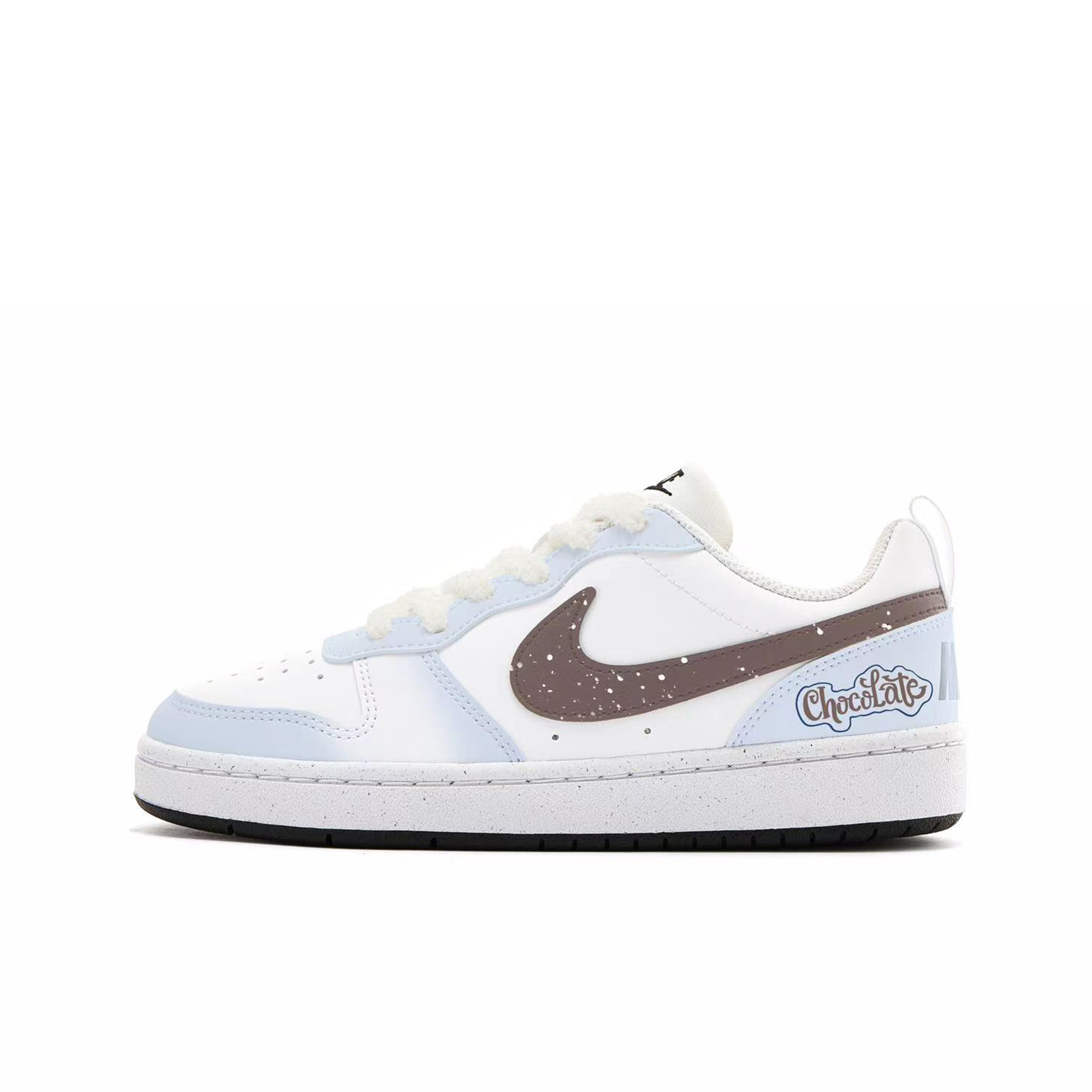 

Nike Кроссовки для скейтбординга Court Borough Cocoa Frost Velvet низкие, устойчивые к истиранию, синие коричневые для подростков