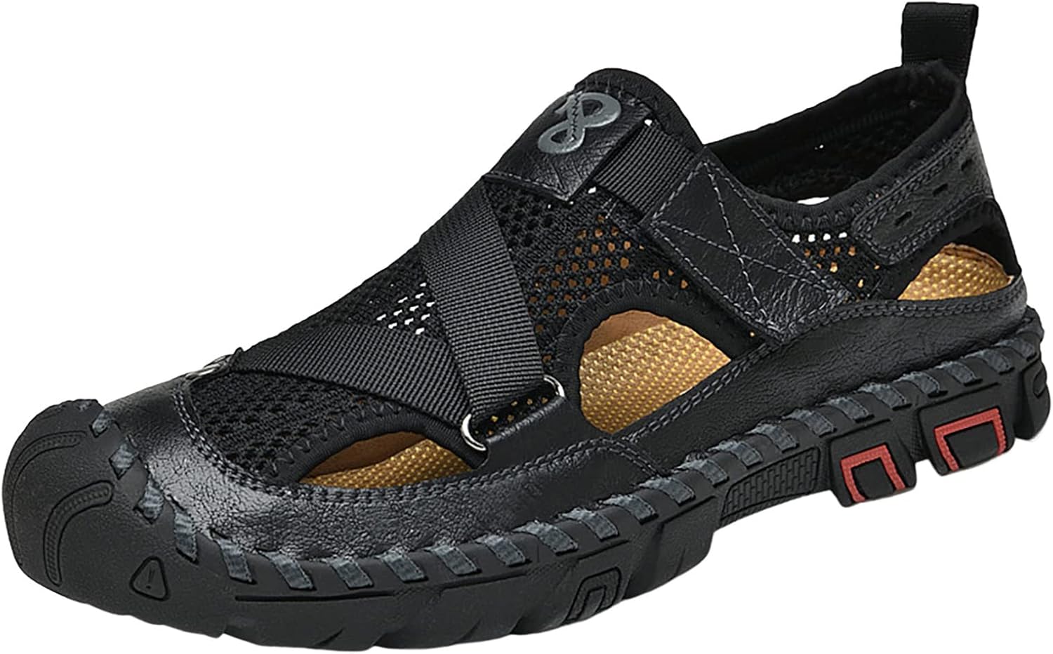 

Летние сандалии для мужчин, дышащие, корейская версия, на липучке, из коровьей кожи, пляжные кожаные туфли, пляжные сандалии для мужчин, размер 13 (бежевый, 11.5) Csgrfagr