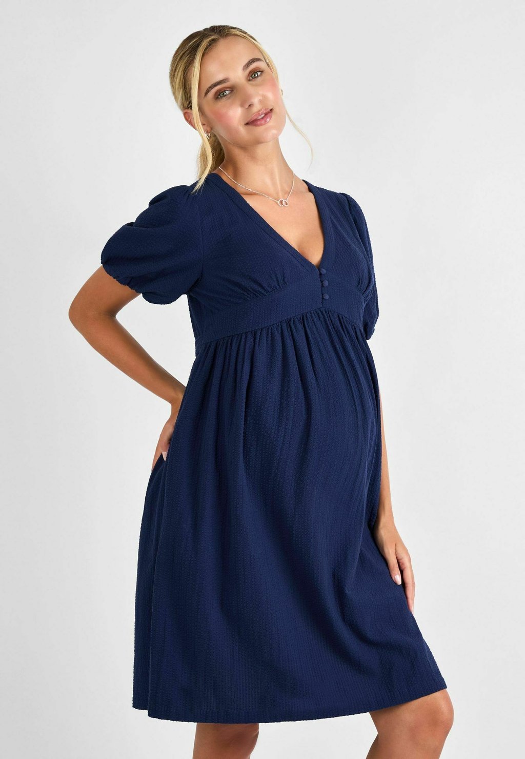 

Повседневное платье PUFF SLEEVE SEERSUCKER JoJo Maman Bébé, синий
