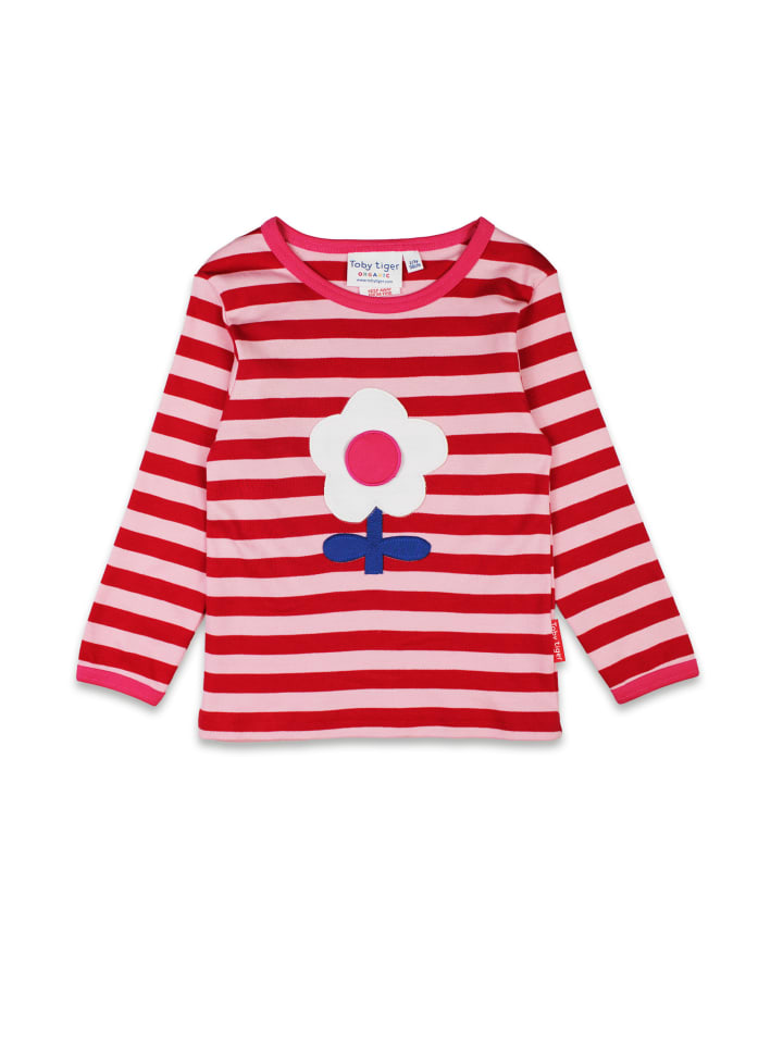 

Футболка Toby Tiger Langarmshirt mit Blumen Applikation, розовый